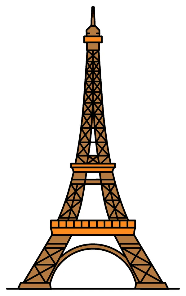 Modèle colorié de la page 1, tour Eiffel.