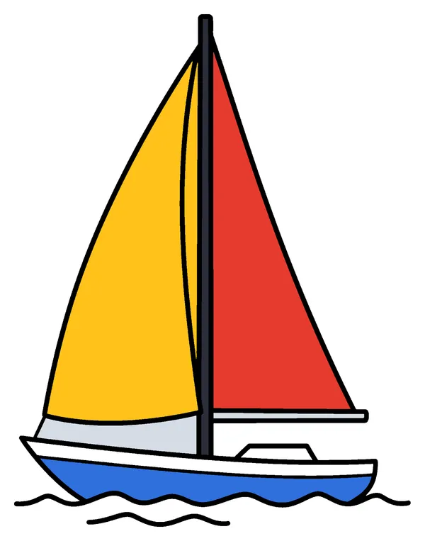 Modèle colorié de la page 8, voilier.