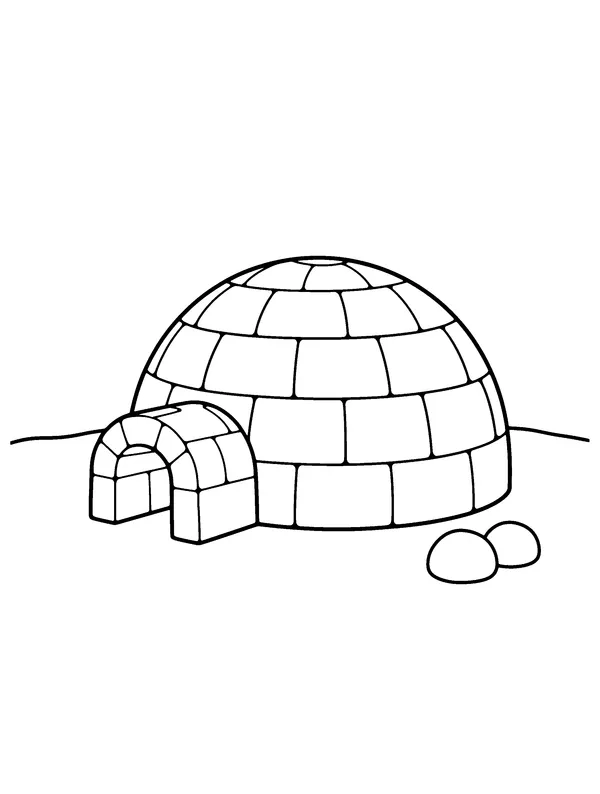 Page 5 du cahier, igloo au trait. En bas à droite, la place du QR code.